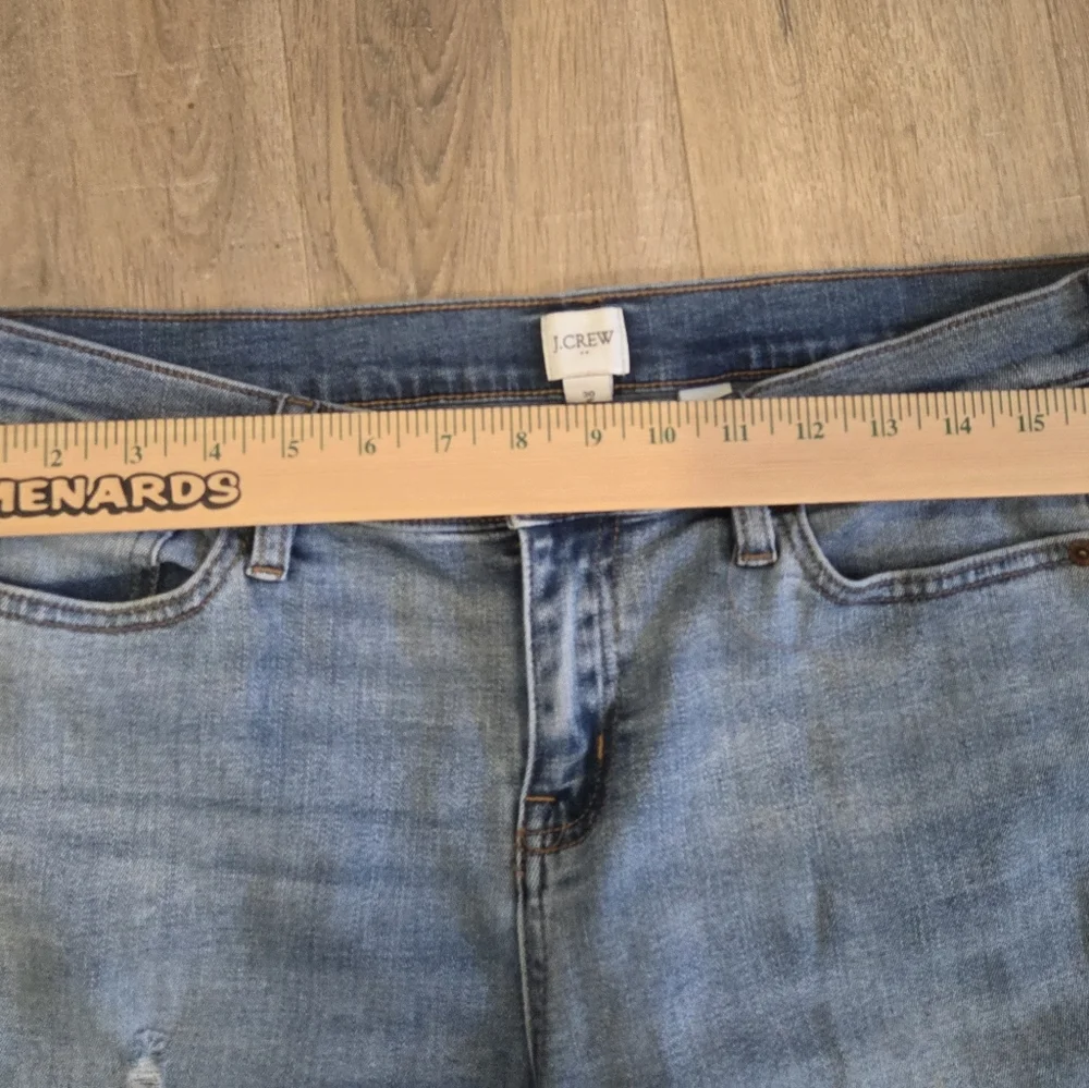 J Crew Jeans Womens Sz 30 Light Wash Distressed Straight Leg Denim Pants Stretch